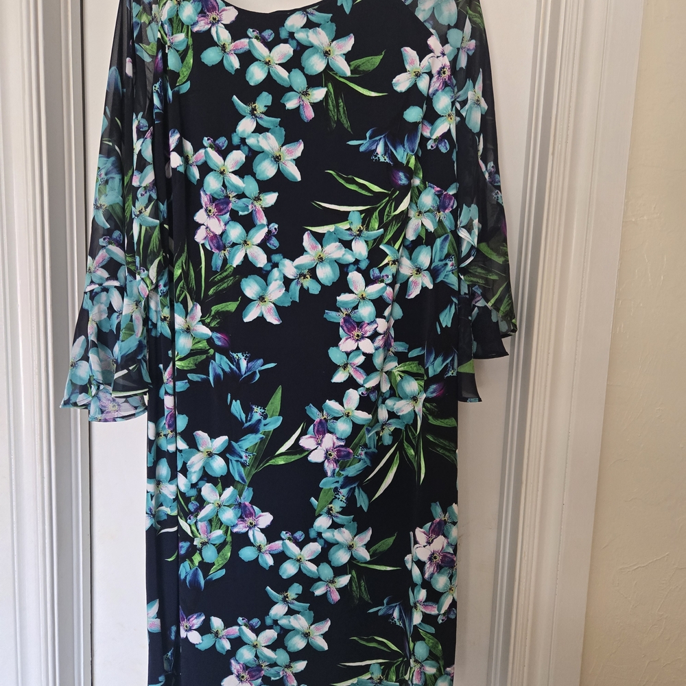 Connected Apparel Black Floral Long Sleeve Dress